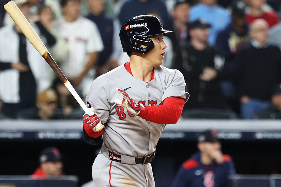 ヤンキース戦で2安打を放ったRソックス・吉田正尚【写真：ロイター】