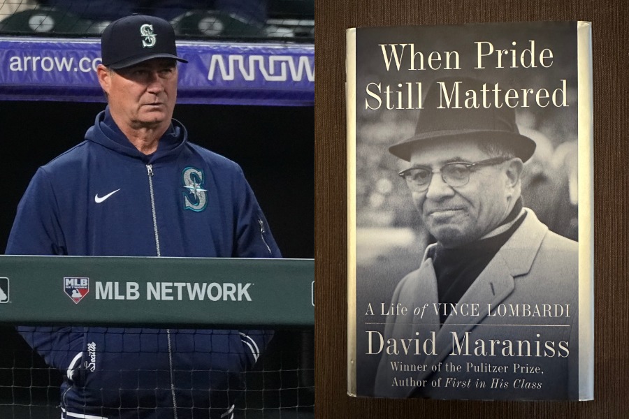 マリナーズのスコット・サービス監督（左）とロンバルディの人生を描いた名著【写真：ロイター、木崎英夫】