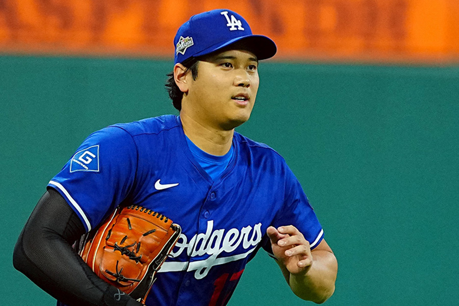 前日の調整を行ったドジャース・大谷翔平【写真：荒川祐史】