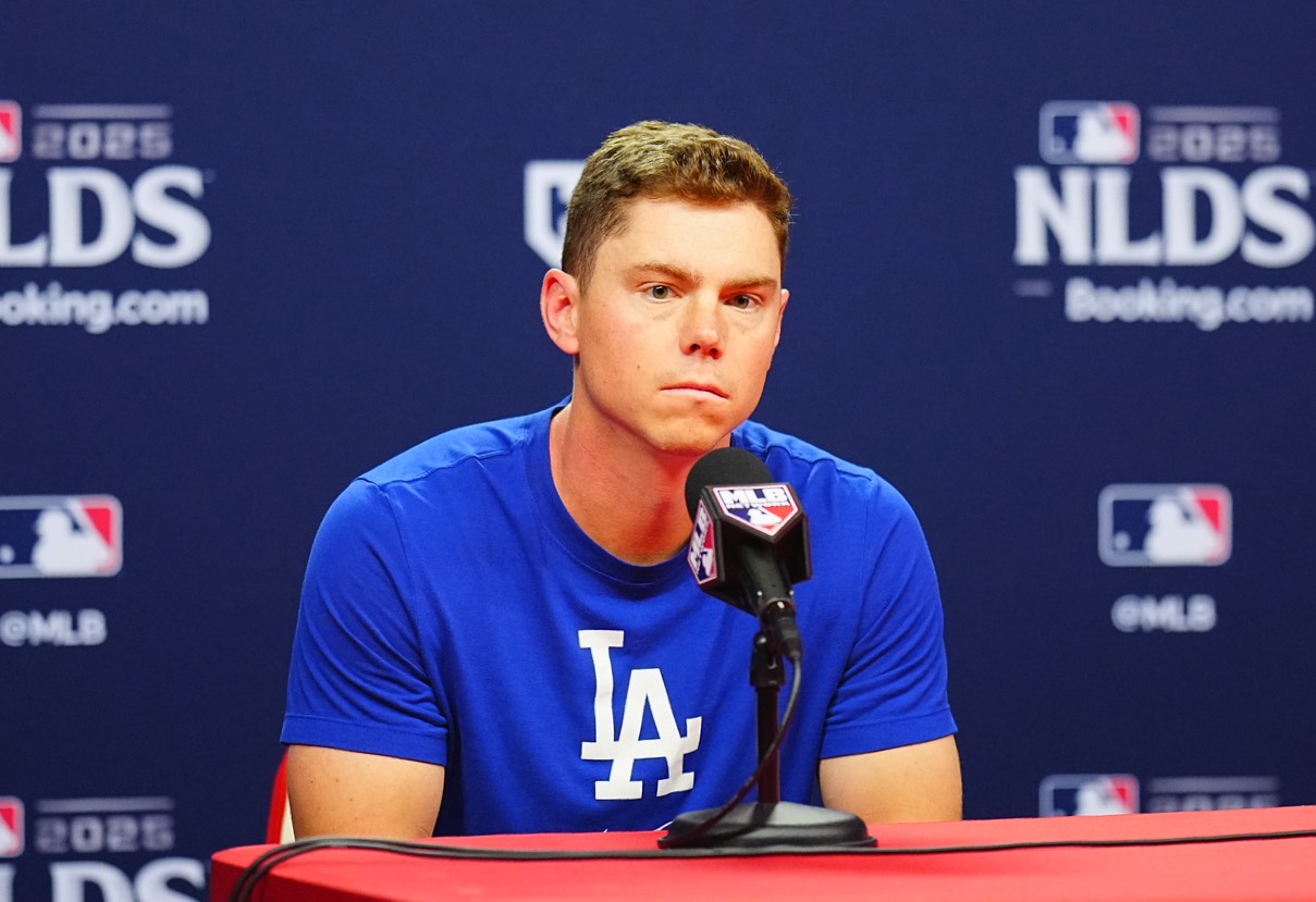 会見に臨んだドジャースのウィル・スミス【写真：荒川祐史】