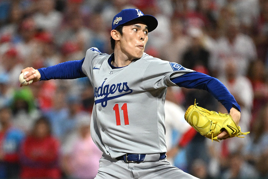 フィリーズ戦の9回に登板したドジャース・佐々木朗希【写真：ロイター】