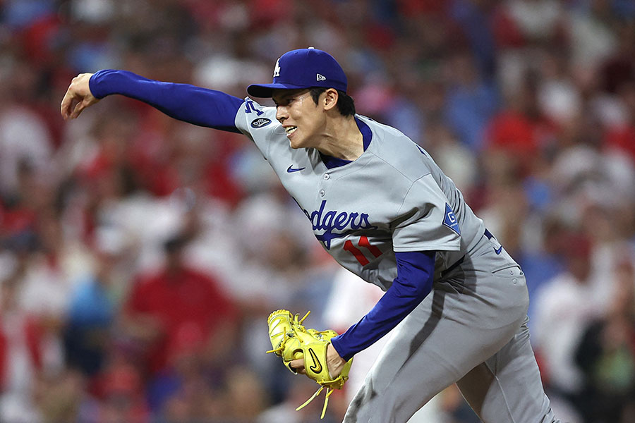 フィリーズ戦に登板したドジャース・佐々木朗希【写真：ロイター】