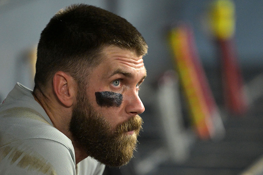 ドジャース戦で1安打に終わったフィリーズのブライス・ハーパー【写真：ロイター】