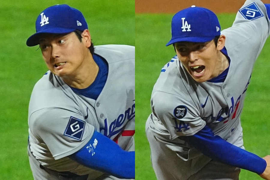 ドジャース・大谷翔平（左）と佐々木朗希【写真：荒川祐史】