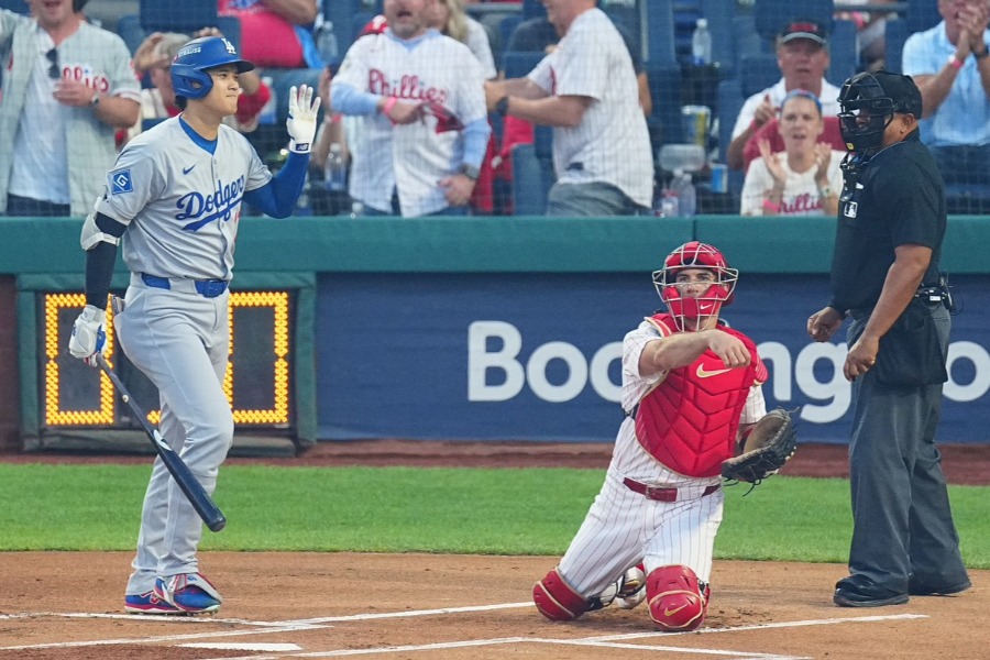三振に倒れたドジャース・大谷翔平【写真:荒川祐史】