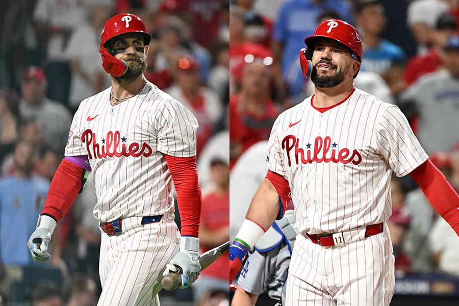 フィリーズのブライス・ハーパー（左）とカイル・シュワーバー【写真：ロイター】