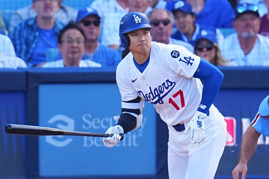 フィリーズ戦に出場したドジャース・大谷翔平【写真:荒川祐史】