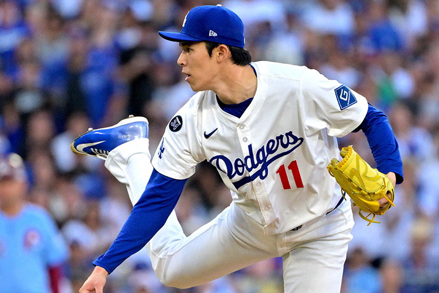 フィリーズ戦に登板したドジャース・佐々木朗希【写真：ロイター】