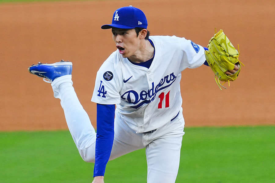 フィリーズ戦で登板したドジャース・佐々木朗希【写真:荒川祐史】