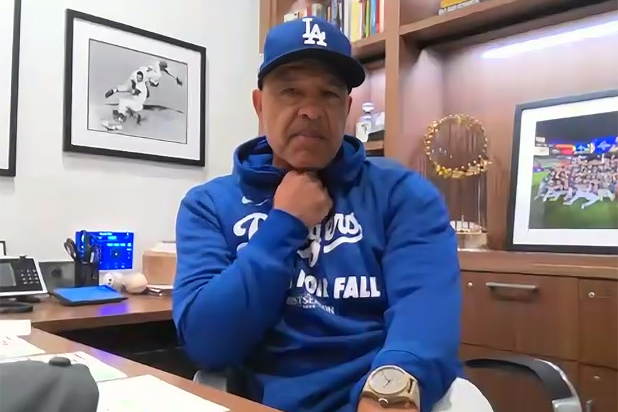 ZOOM取材に応じたドジャースのデーブ・ロバーツ監督(写真はスクリーンショット)