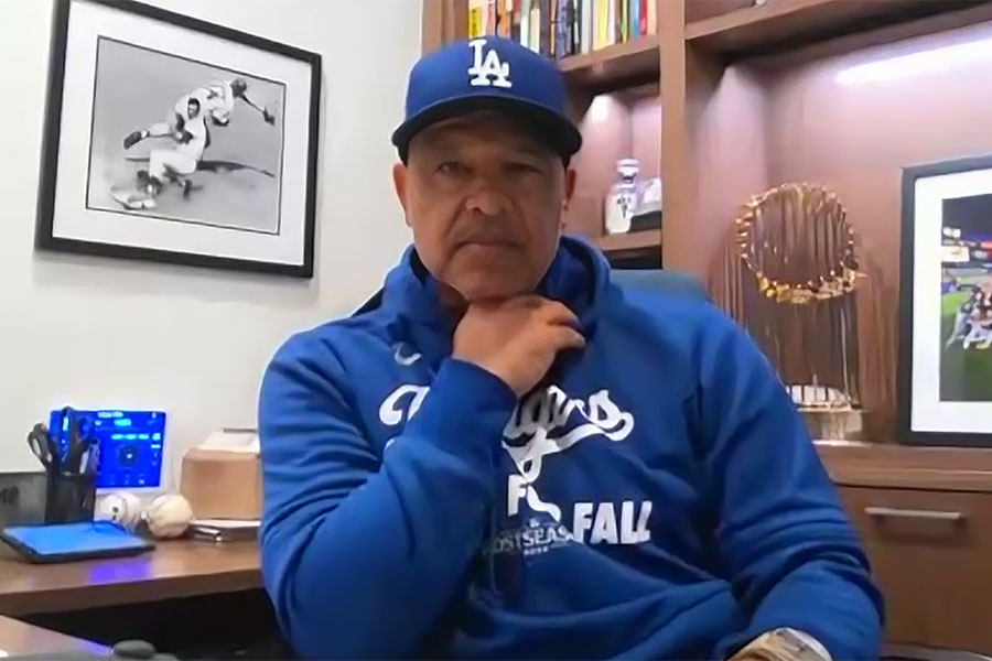 ZOOM取材に応じたドジャースのデーブ・ロバーツ監督（写真はスクリーンショット）