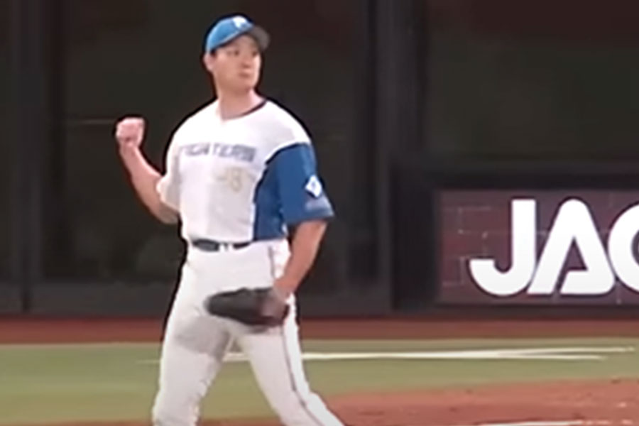 オリックス戦の9回を抑えた日本ハム・齋藤友貴哉【画像：パーソル パ・リーグTV】