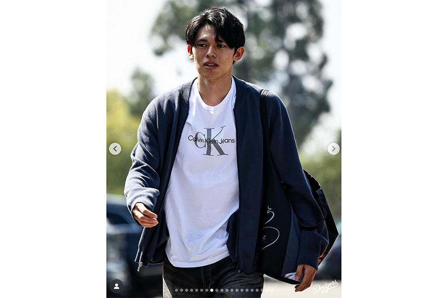 ドジャースがSNSで公開した佐々木朗希【写真提供:ドジャース(画像はスクリーンショット)】