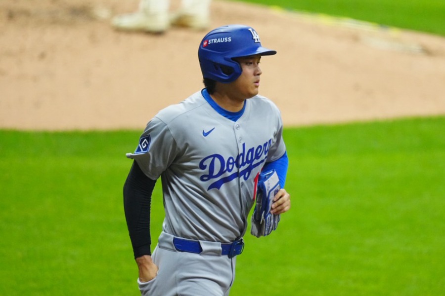ブルワーズ戦で3度出塁したドジャース・大谷翔平【写真：荒川祐史】