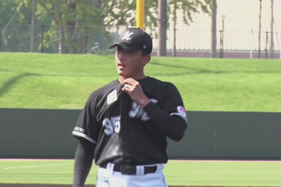 オイシックス戦に登板したロッテ・田中晴也【画像：パーソル パ・リーグTV】