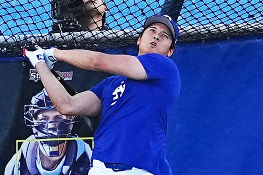 フリー打撃を行ったドジャース・大谷翔平【写真：荒川祐史】
