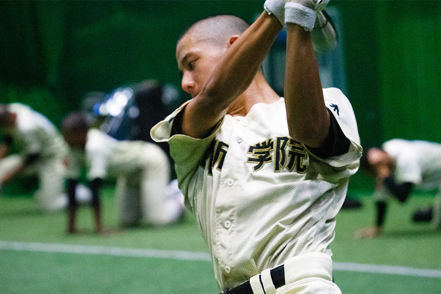 作新学院中の打撃練習の様子【写真：磯田健太郎】