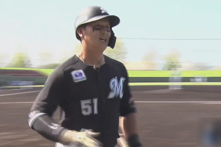 西武戦に出場したロッテ・山口航輝【画像：パーソル パ・リーグTV】