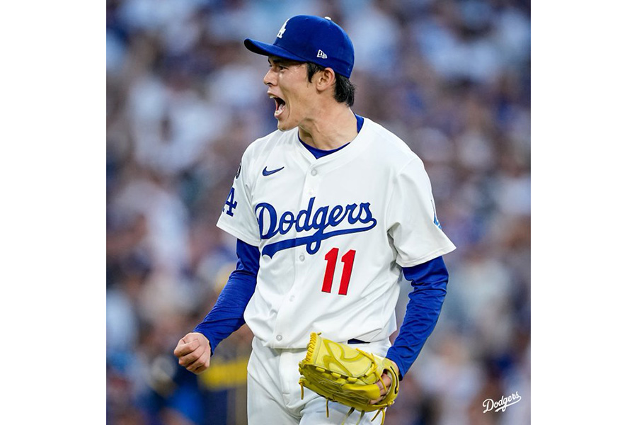 ドジャースがXで公開した佐々木朗希【写真提供：ドジャース】