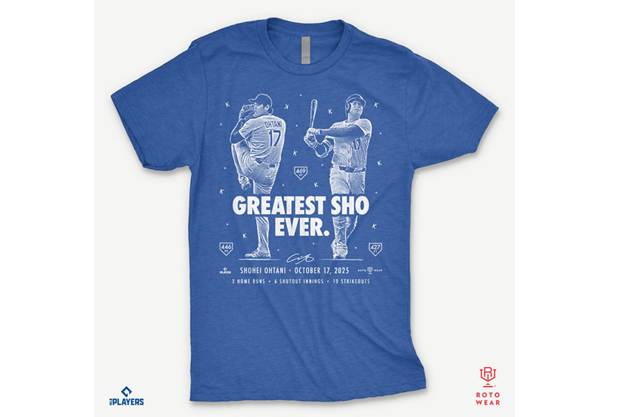 投打での活躍をプリントしたTシャツ（写真はスクリーンショット）