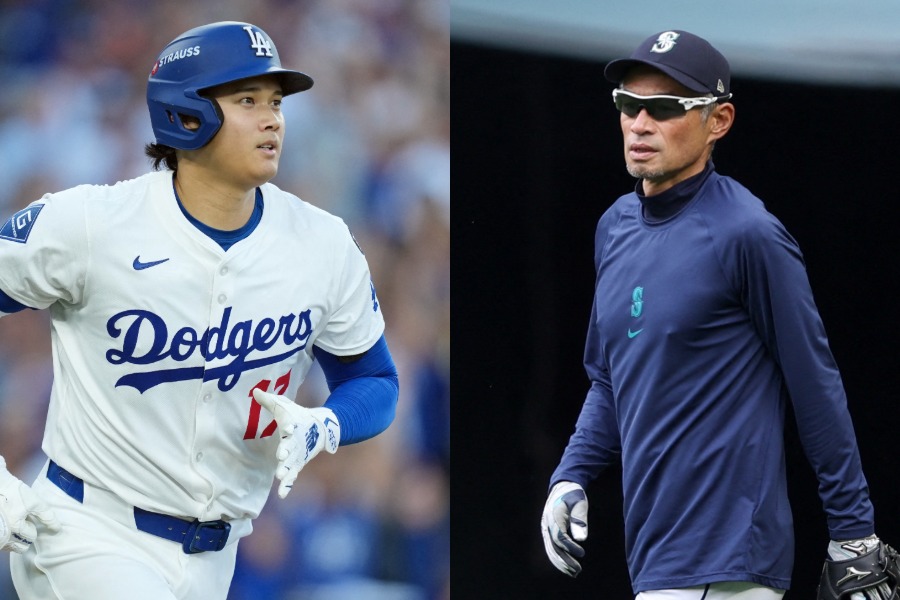 ドジャース・大谷翔平(左)とマリナーズのイチロー氏【写真:ロイター】