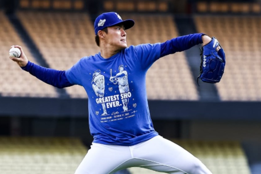 練習を行うドジャース・山本由伸【写真提供：ドジャース】