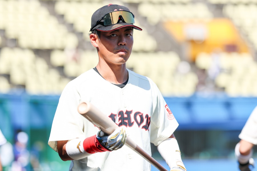 阪神から指名を受けた日本大・谷端将伍【写真：加治屋友輝】
