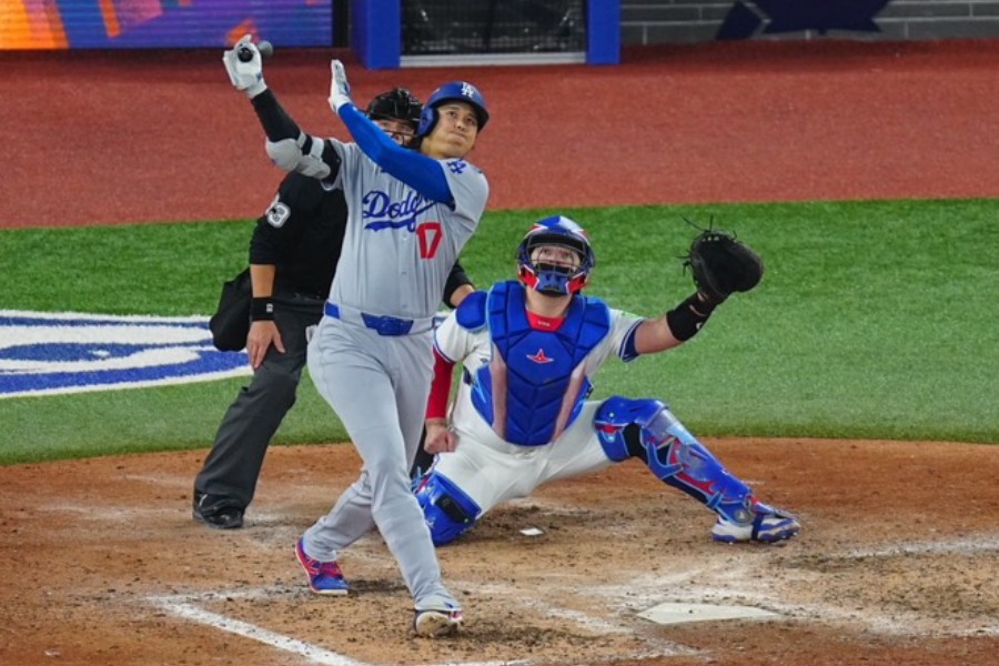 本塁打を放ったドジャース・大谷翔平【写真：荒川祐史】