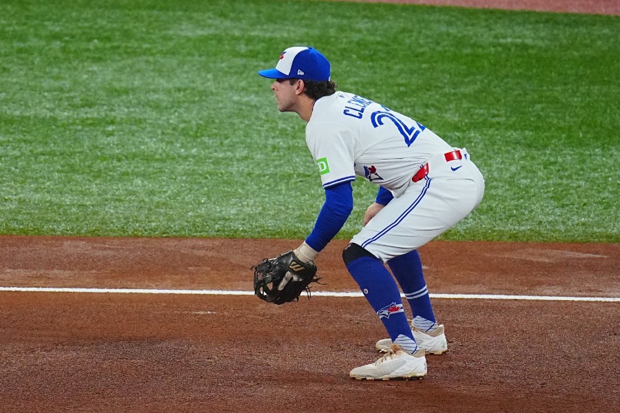 ドジャース戦に出場したブルージェイズのアーニー・クレメント【写真：荒川祐史】