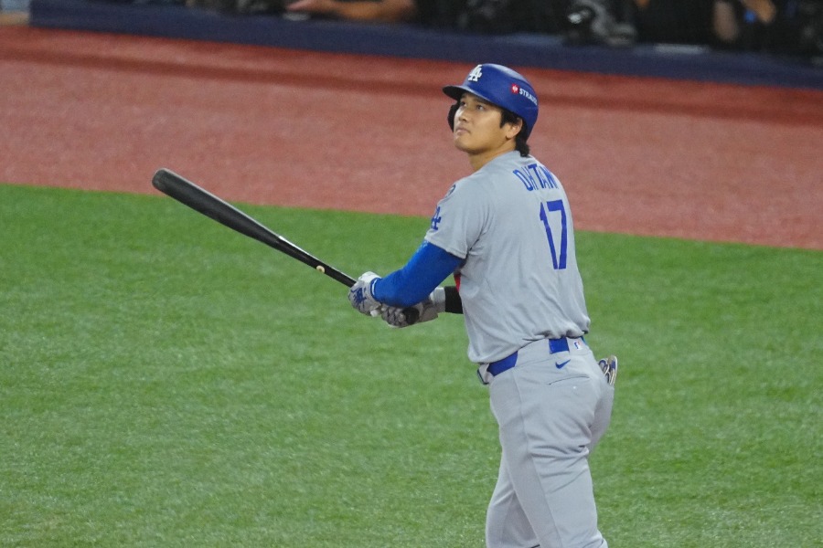 ブルージェイズ戦に出場したドジャース・大谷翔平【写真：荒川祐史】