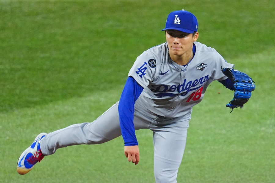 Bジェイズ戦に先発したドジャース・山本由伸【写真:荒川祐史】