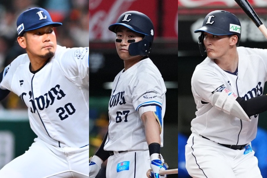 西武・田村伊知郎、野村大樹、元山飛優（左から）【写真：古川剛伊、小林靖】