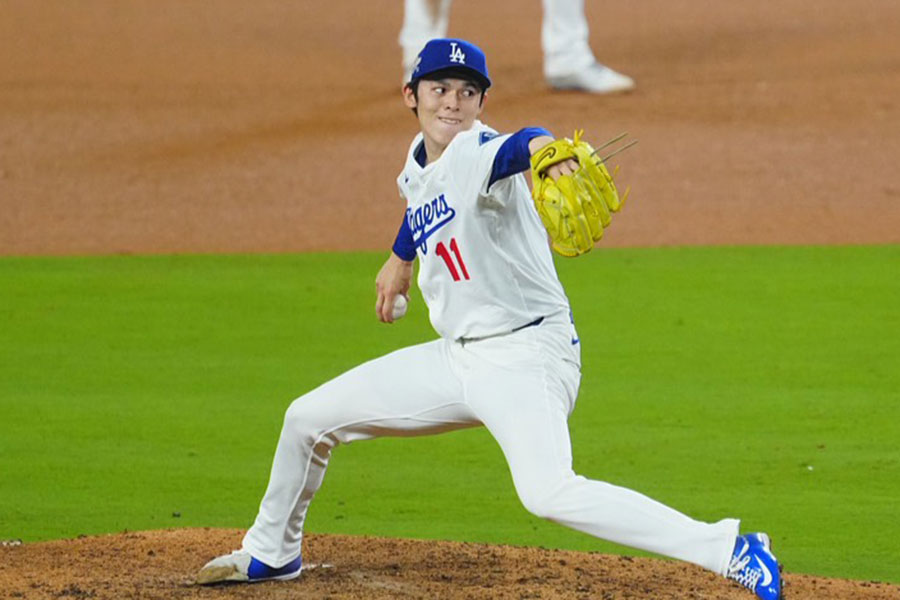 Bジェイズ戦に登板したドジャース・佐々木朗希【写真：荒川祐史】