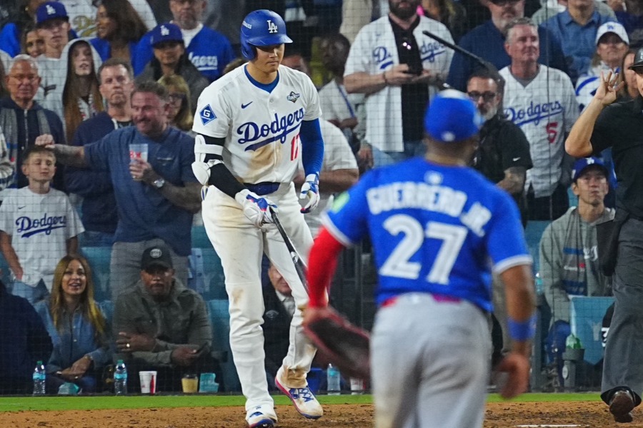 申告敬遠を受けたドジャース・大谷翔平【写真:荒川祐史】