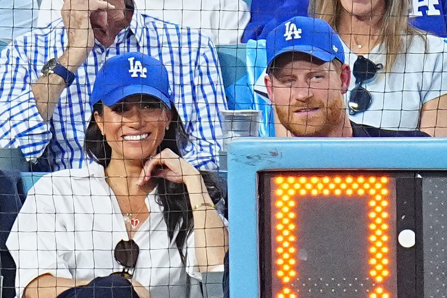 ドジャース戦を観戦したヘンリー王子（右）とメーガン妃【写真：荒川祐史】