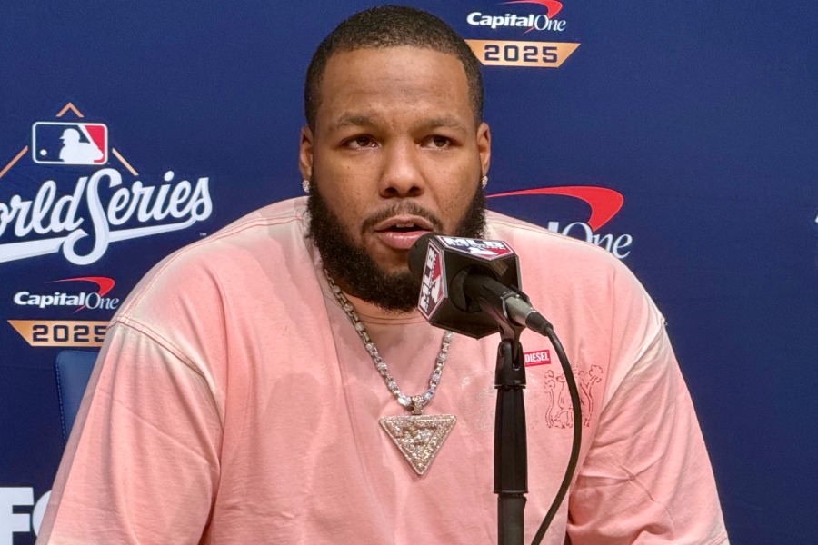 試合後、記者会見に応じたBジェイズのブラディミール・ゲレーロJr. 【写真：小谷真弥】