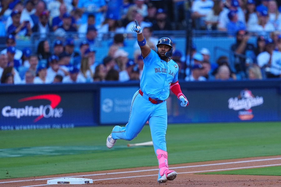 ドジャース戦で本塁打を放ったBジェイズのブラディミール・ゲレーロJr.【写真:荒川祐史】