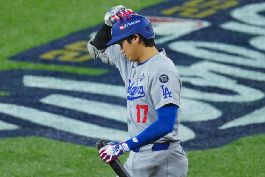 申告敬遠を受けたドジャース・大谷翔平【写真：荒川祐史】
