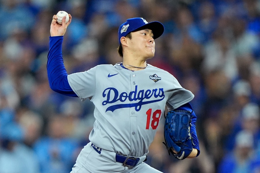 ブルージェイズ戦に先発したドジャース・山本由伸【写真：ロイター】