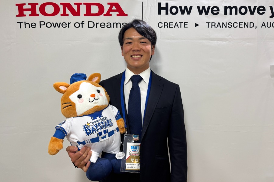 DeNAからドラフト4位指名されたHonda・片山皓心【写真：町田利衣】