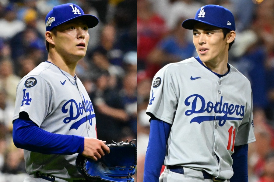 ドジャース・山本由伸（左）と佐々木朗希【写真：ロイター】