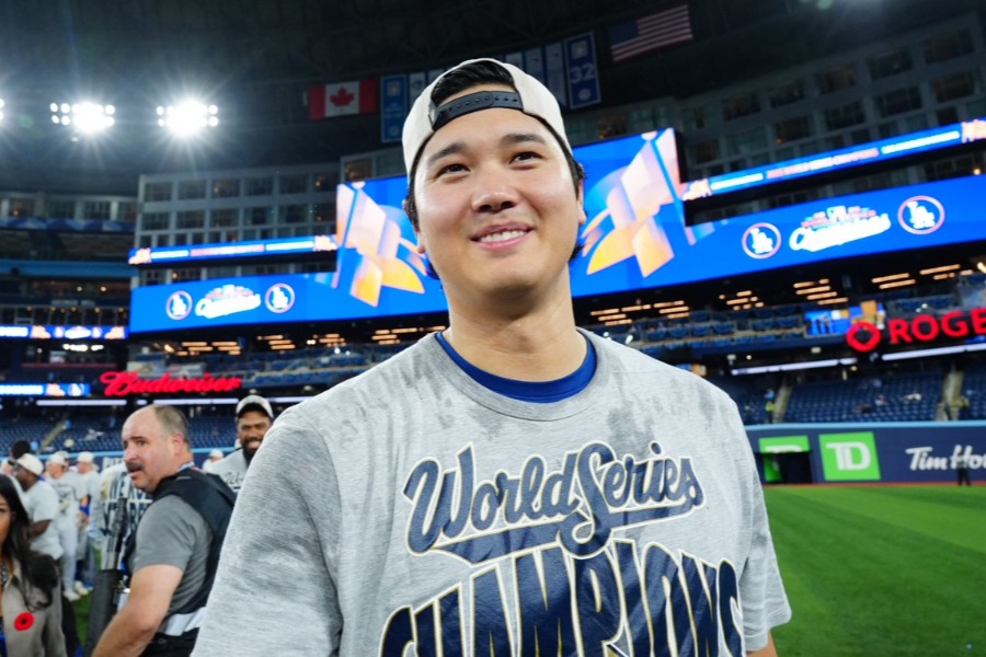 2年連続の世界一に輝いたドジャース・大谷翔平【写真：荒川祐史】