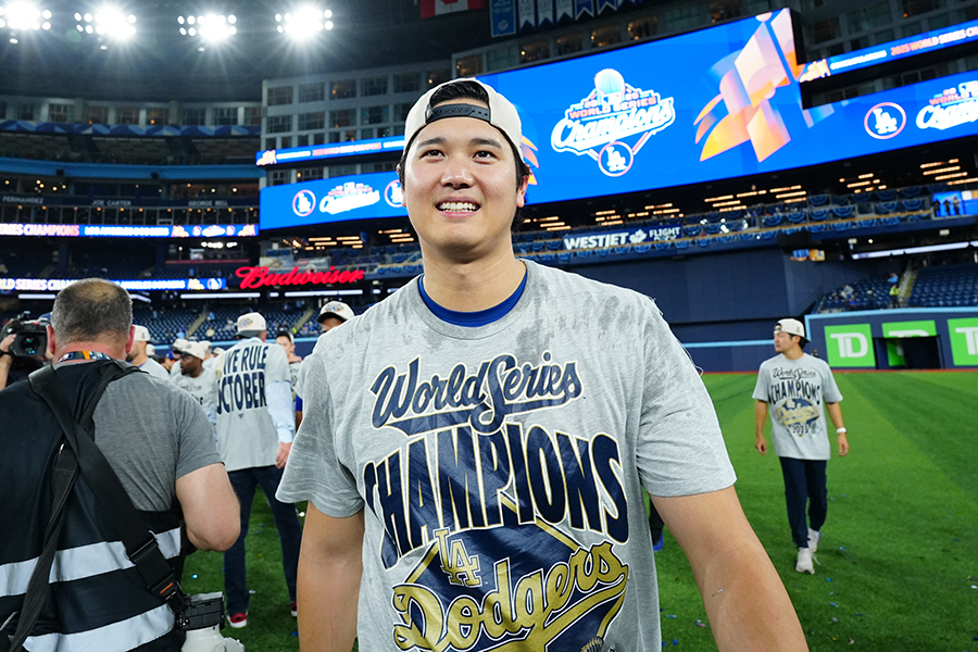 2年連続の世界一に輝いたドジャース・大谷翔平【写真:荒川祐史】