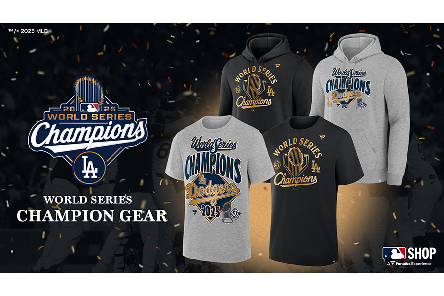 ドジャース優勝記念のTシャツ・フーディー【写真提供：2025 MLB】