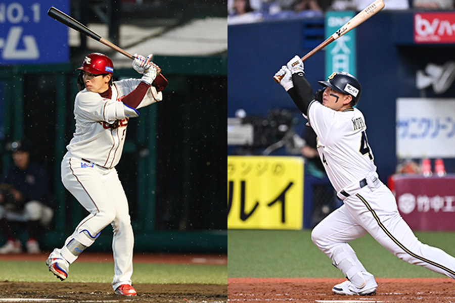 楽天・小郷裕哉（左）とオリックス・森友哉【写真：球団提供】