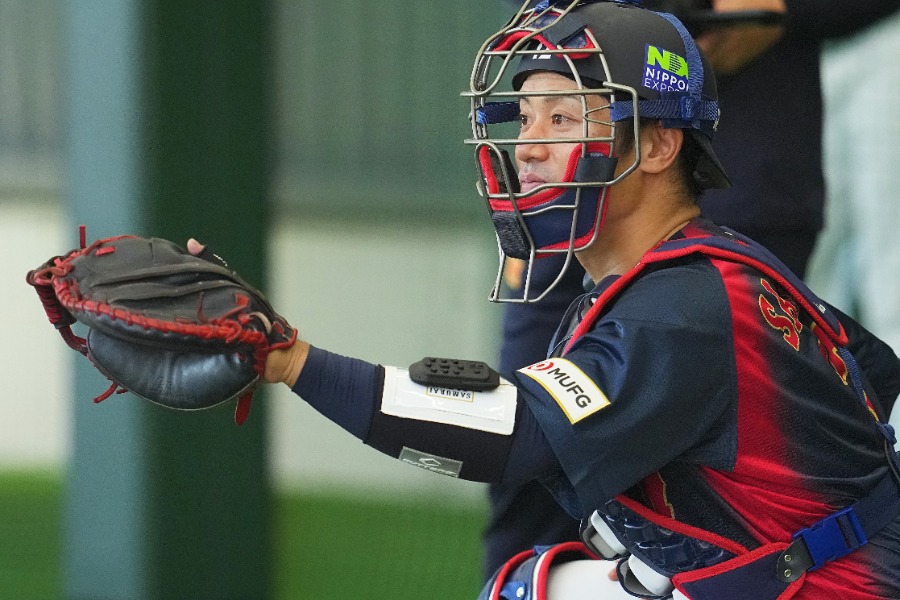 侍ジャパンの練習に参加した阪神・坂本誠志郎【写真提供:産経新聞社】