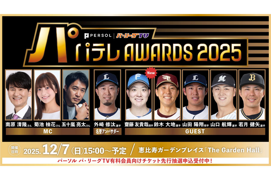 「パテレアワード」に日本ハム・齋藤友貴哉の出演が発表された【画像：PLM】