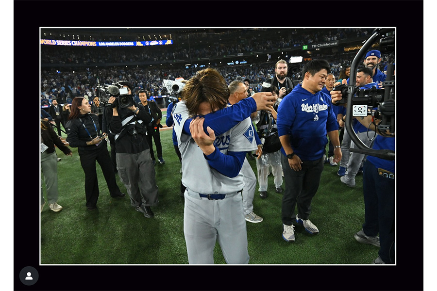 スーフー氏が公開した山本由伸【写真提供：ジョン・スーフー/ドジャース（投稿をスクリーンショット）】