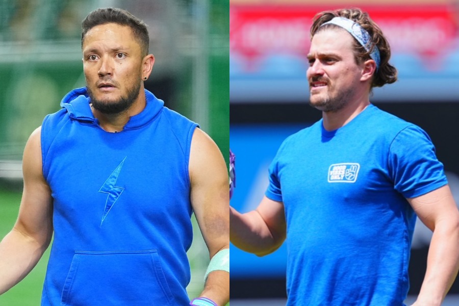 ドジャースのミゲル・ロハス（左）とエンリケ・ヘルナンデス【写真：荒川祐史】