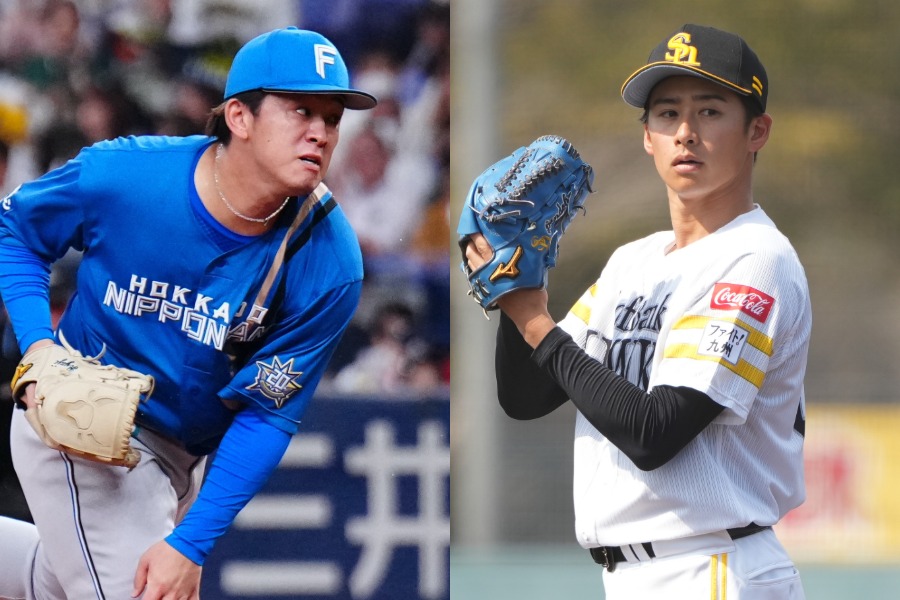 巨人が獲得を発表した北浦竜次(左)と板東湧梧【写真:荒川祐史、冨田成美】